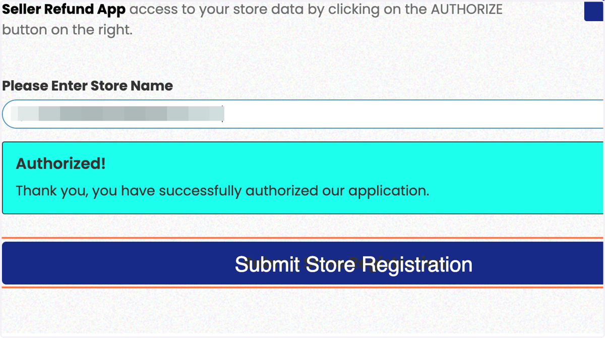 "Submit Store Registration" をクリック