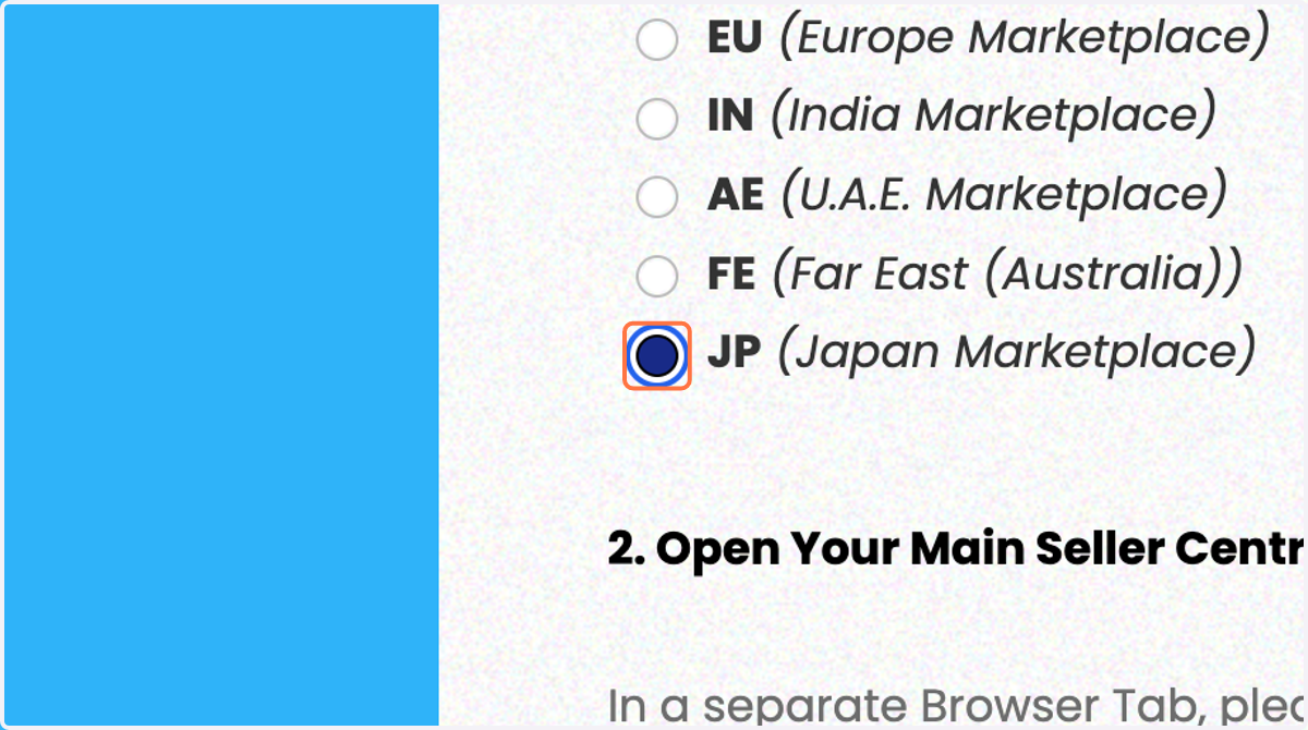 JP (Japan Marketplace) をクリック