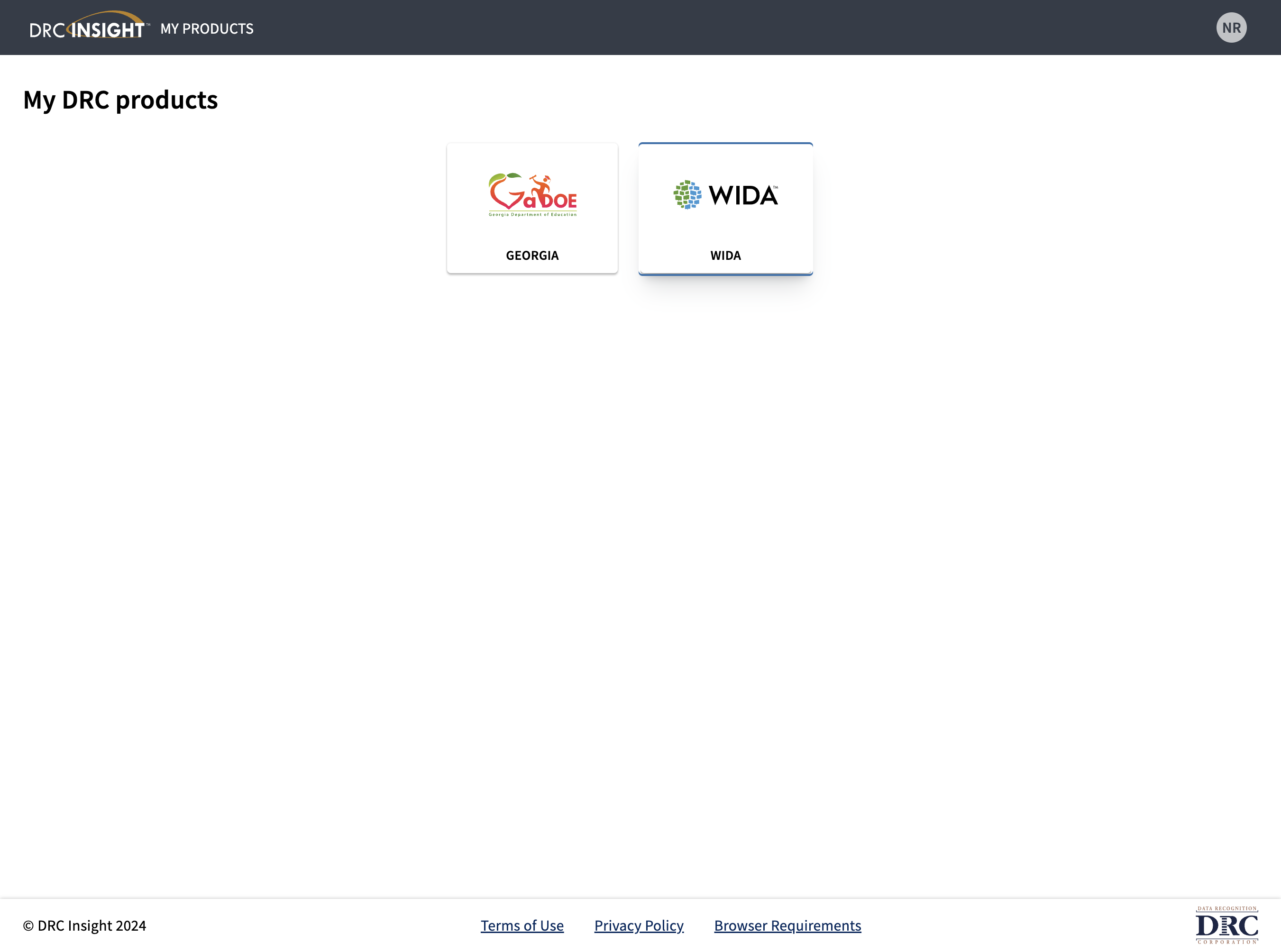 Click on WIDA