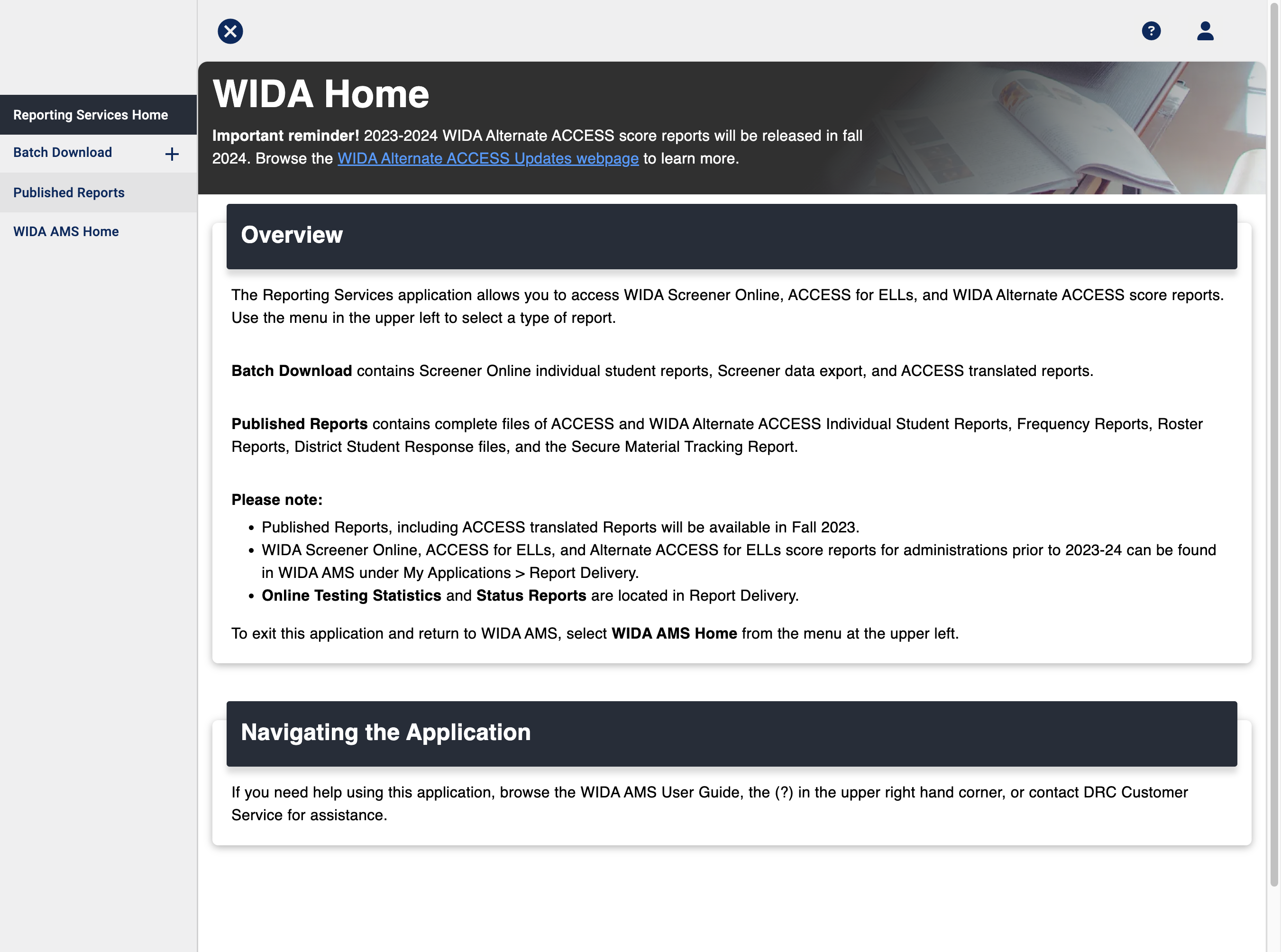 Click on Published Reports