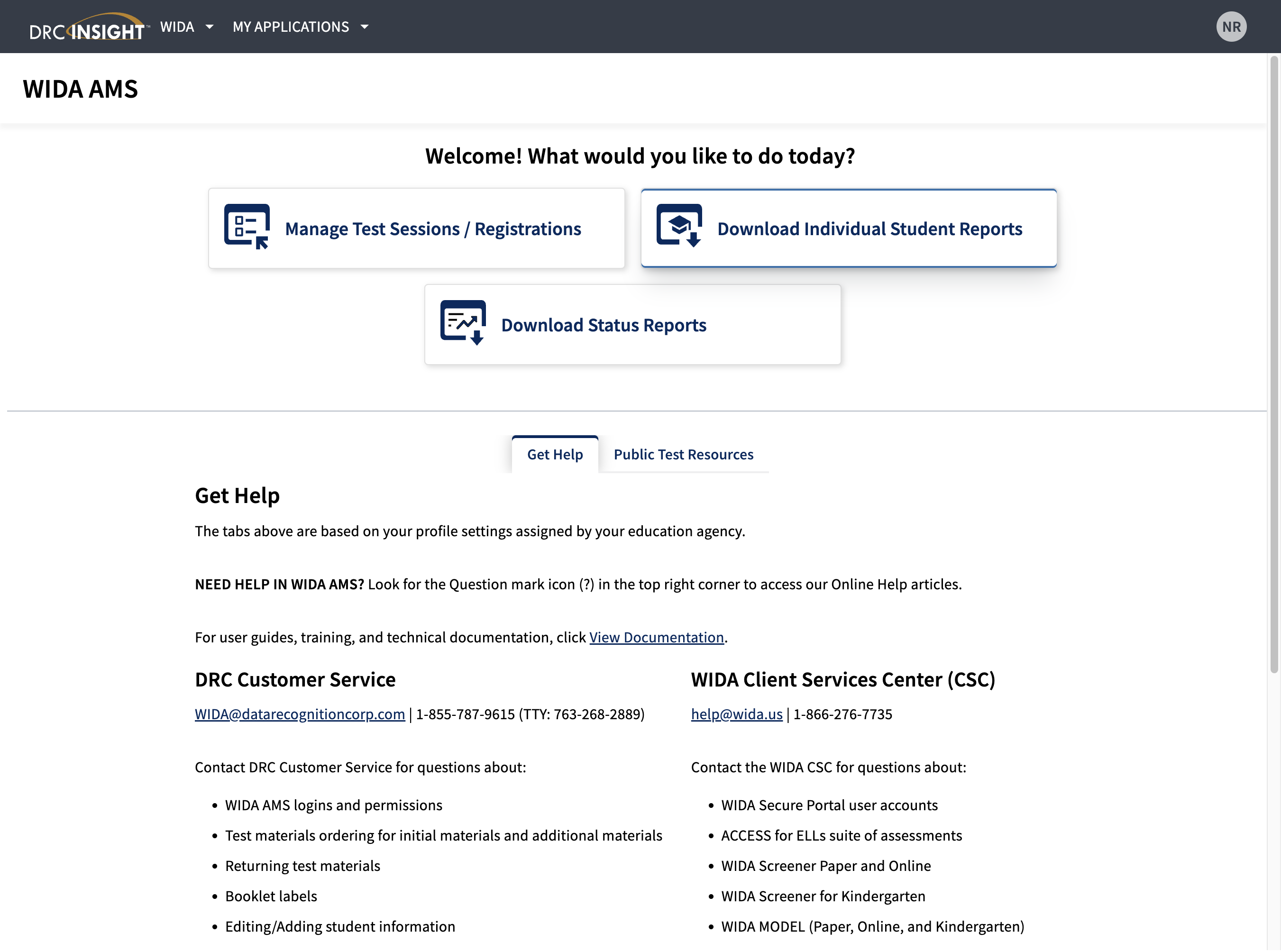 Click on Download Individual Student Reports