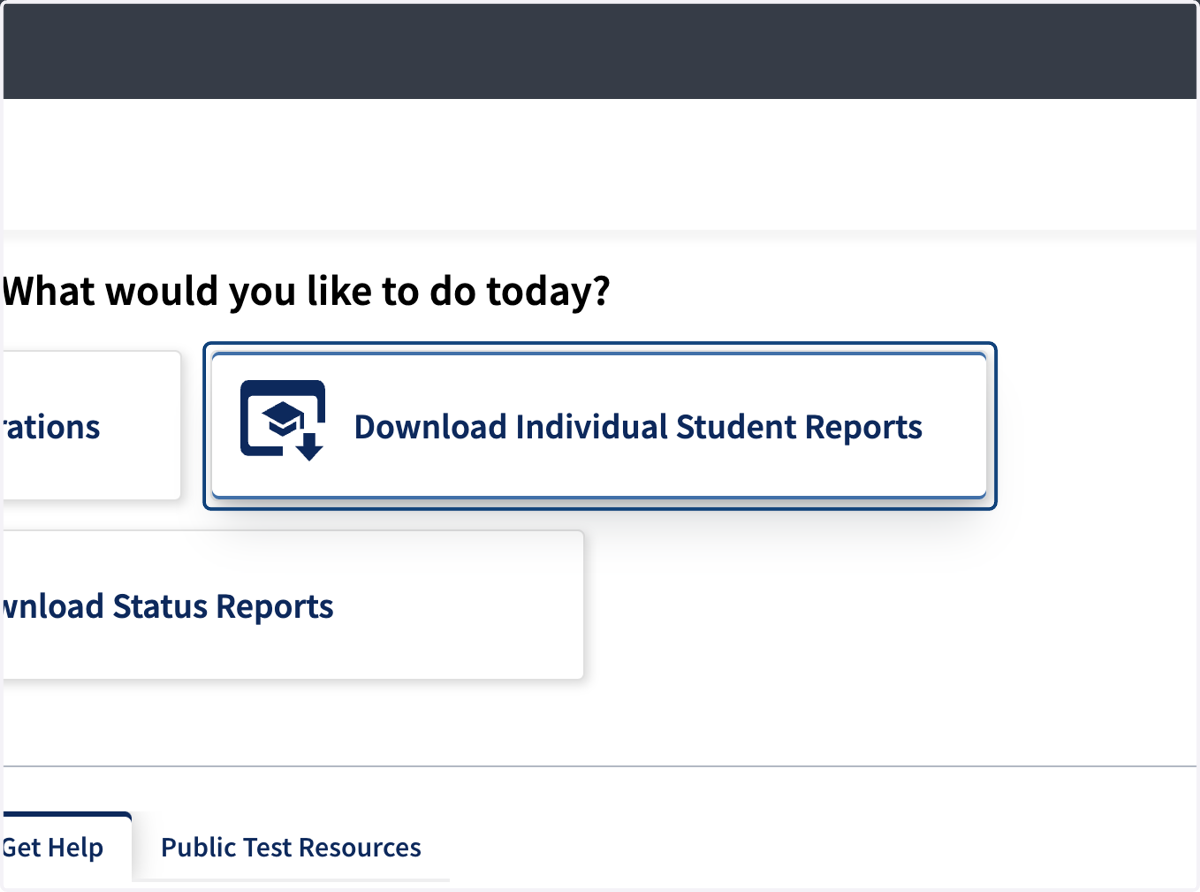 Click on Download Individual Student Reports