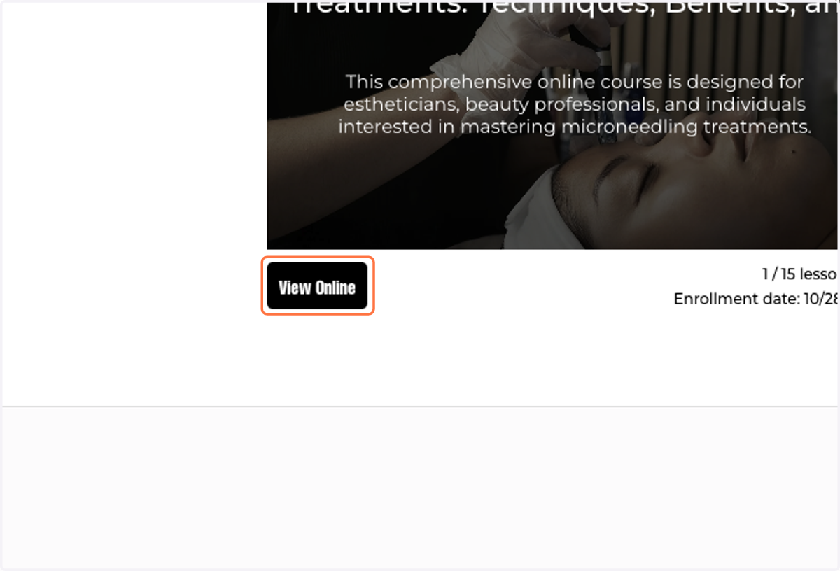 Access your available courses by clicking the View Online button