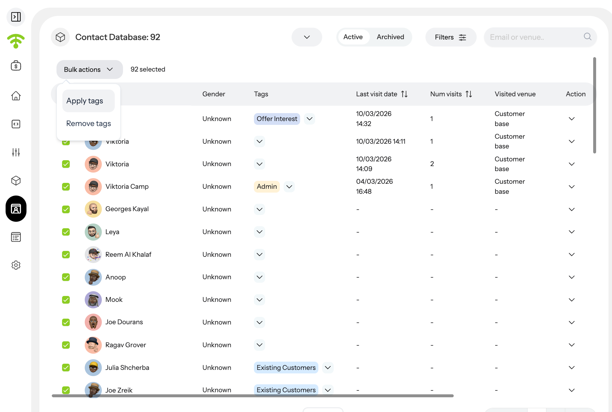 A. Open Bulk Actions B. Click on Apply or Remove tags