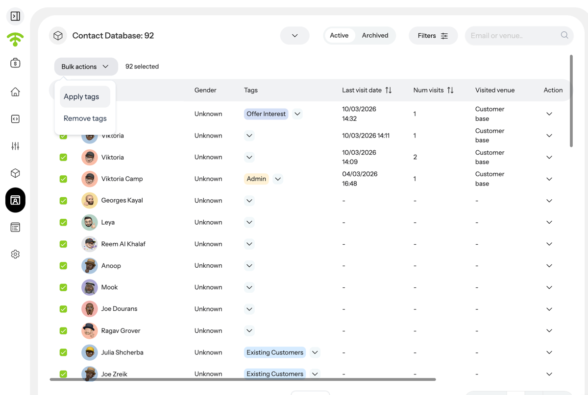 How to Perform Bulk Actions in the Affinect Contact Database