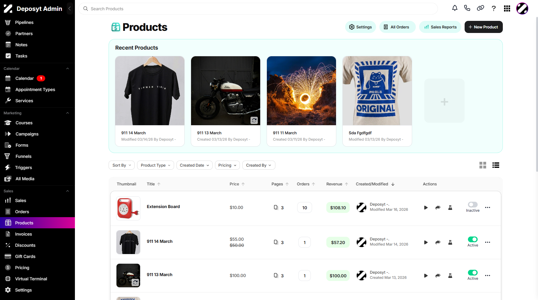 Step 2: You will then be navigated to the Products tab.