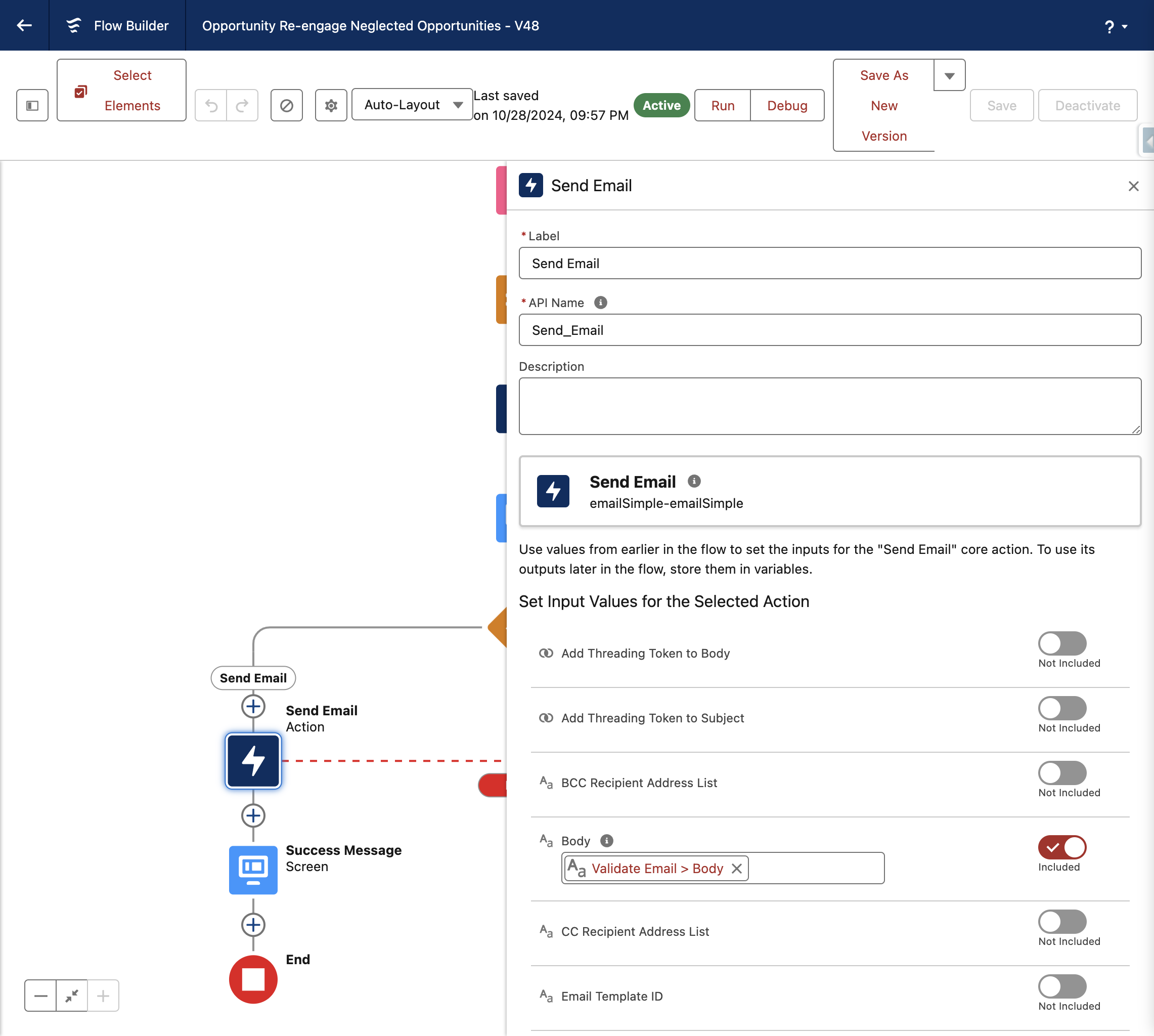Send Email Action Element