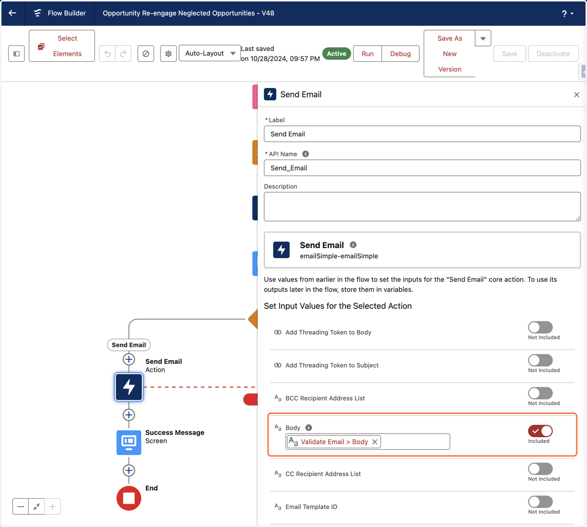 Send Email Action Element
