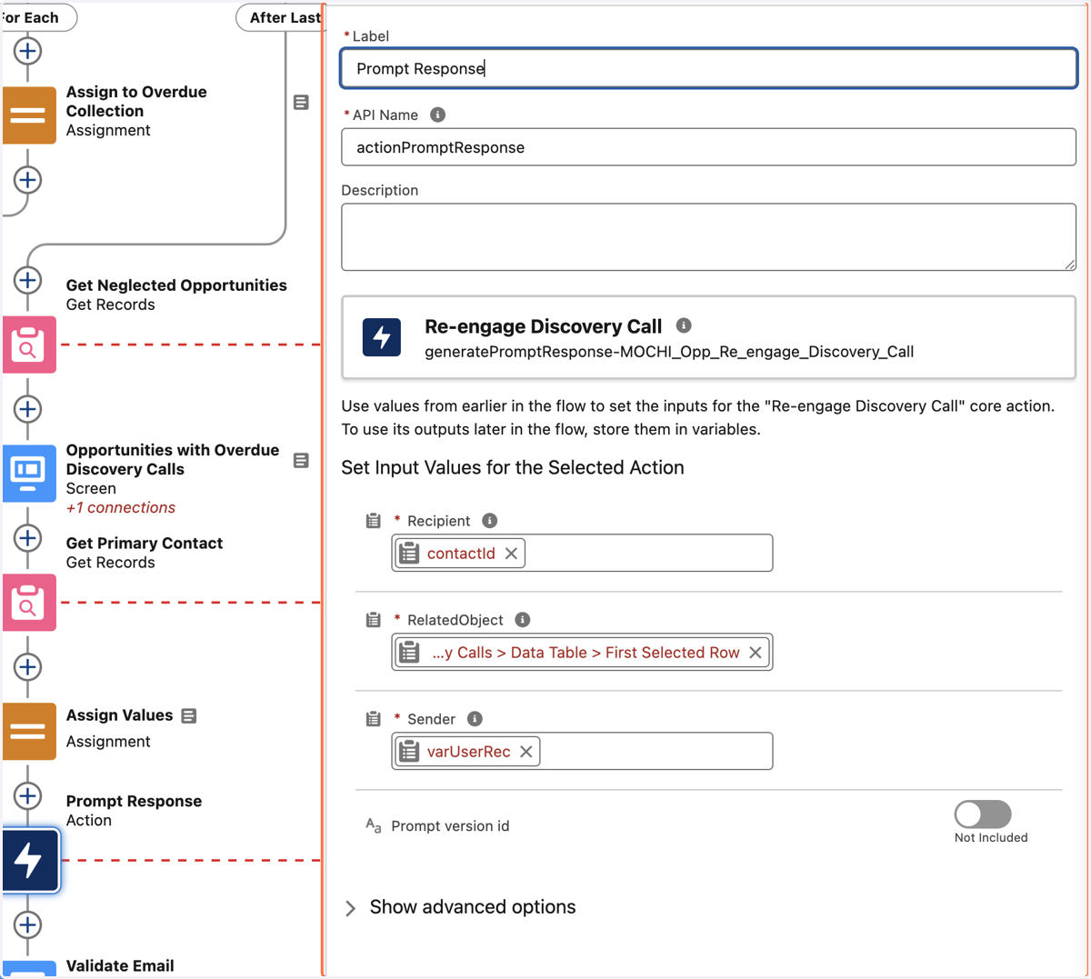 Prompt Response Action Element