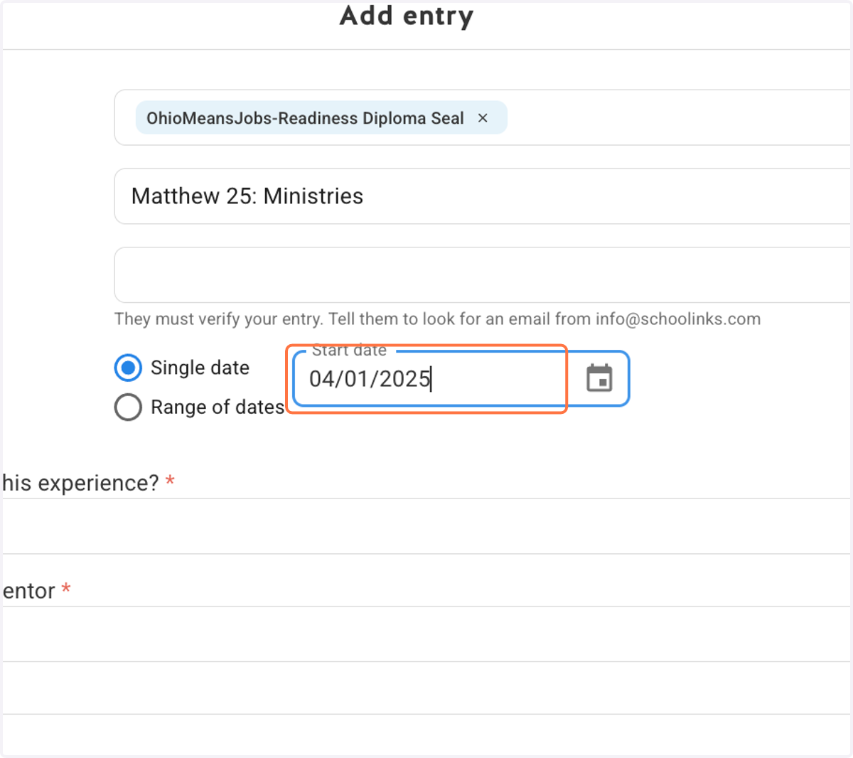 Provide the date or date range