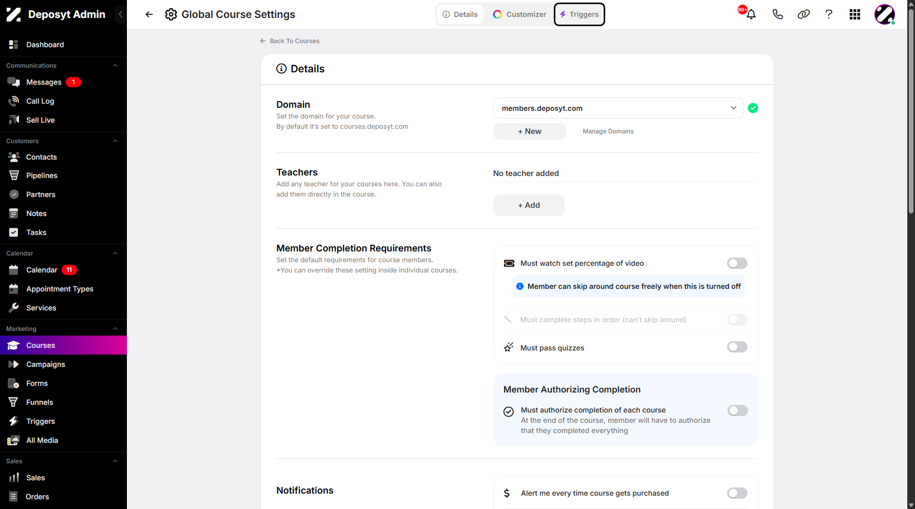 Step 5: Click on Triggers to continue.
