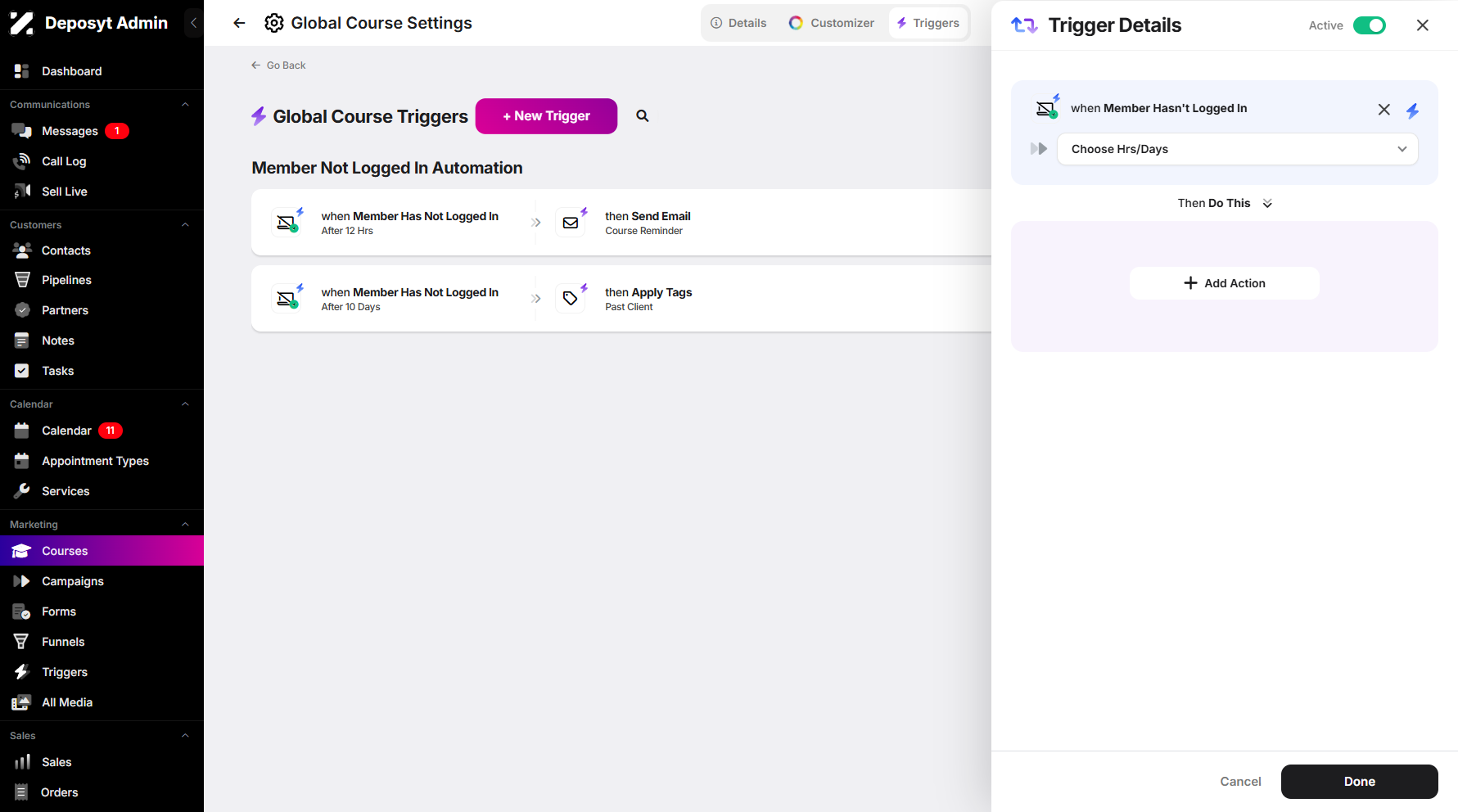 Step 8: A trigger pop-up window will appear, prompting you to configure the trigger details.