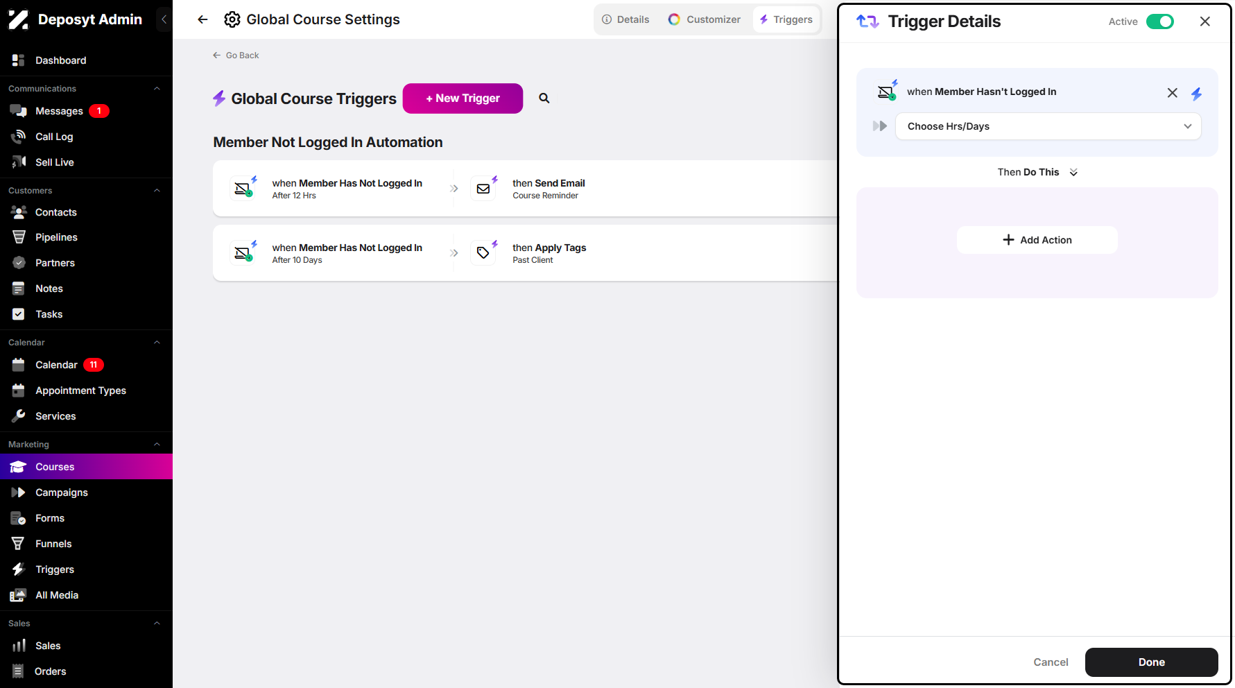Step 8: A trigger pop-up window will appear, prompting you to configure the trigger details.