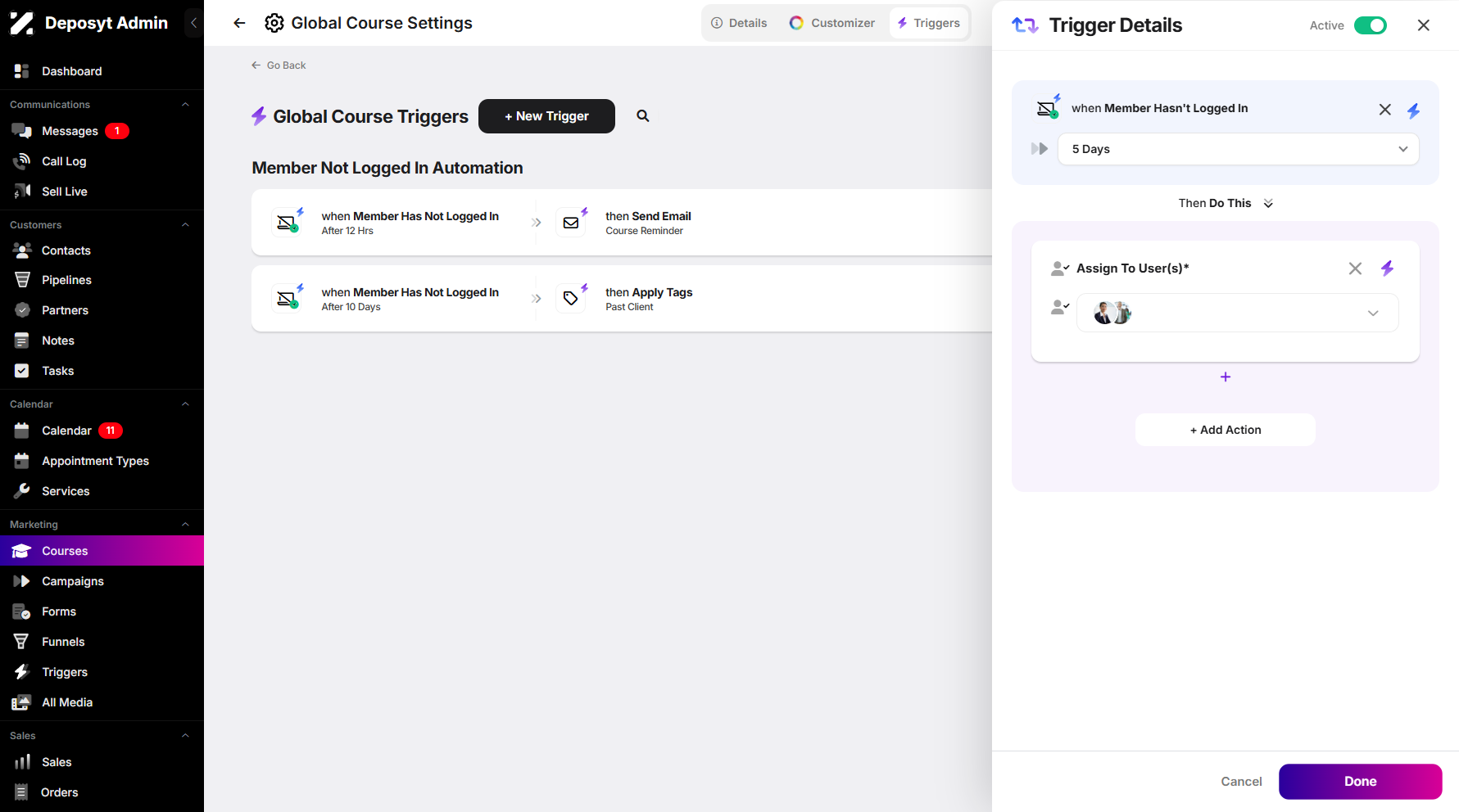 Step 11: After setting up your trigger, click Done.