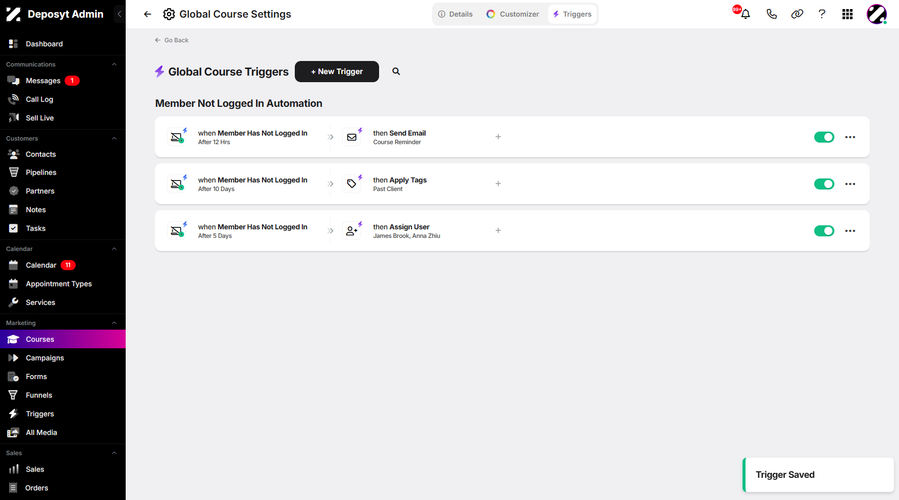 Step 12: You can now view your newly created trigger.