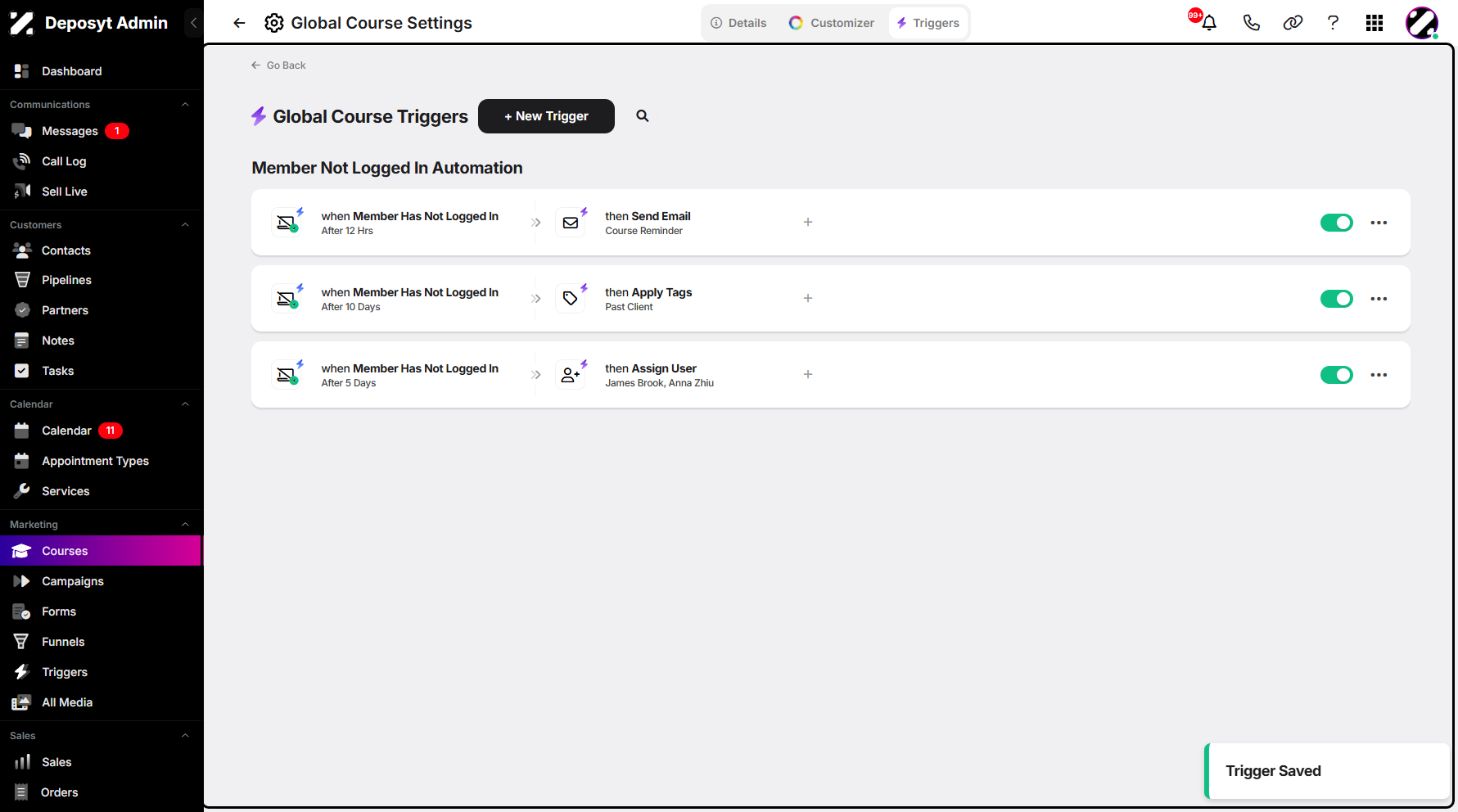 Step 12: You can now view your newly created trigger.