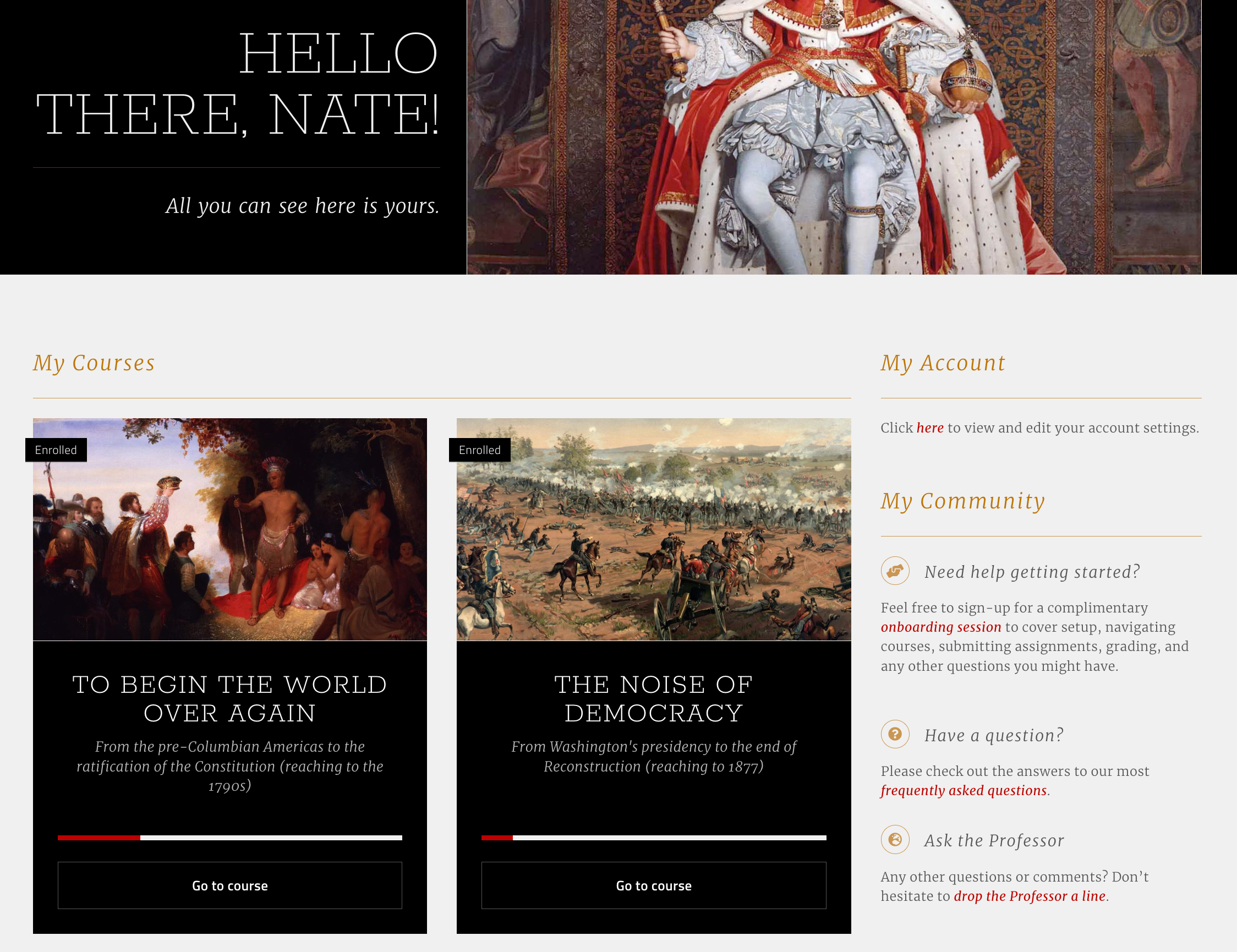 Select a course from your dashboard; most Nomadic courses are structured the same, or very nearly the same
