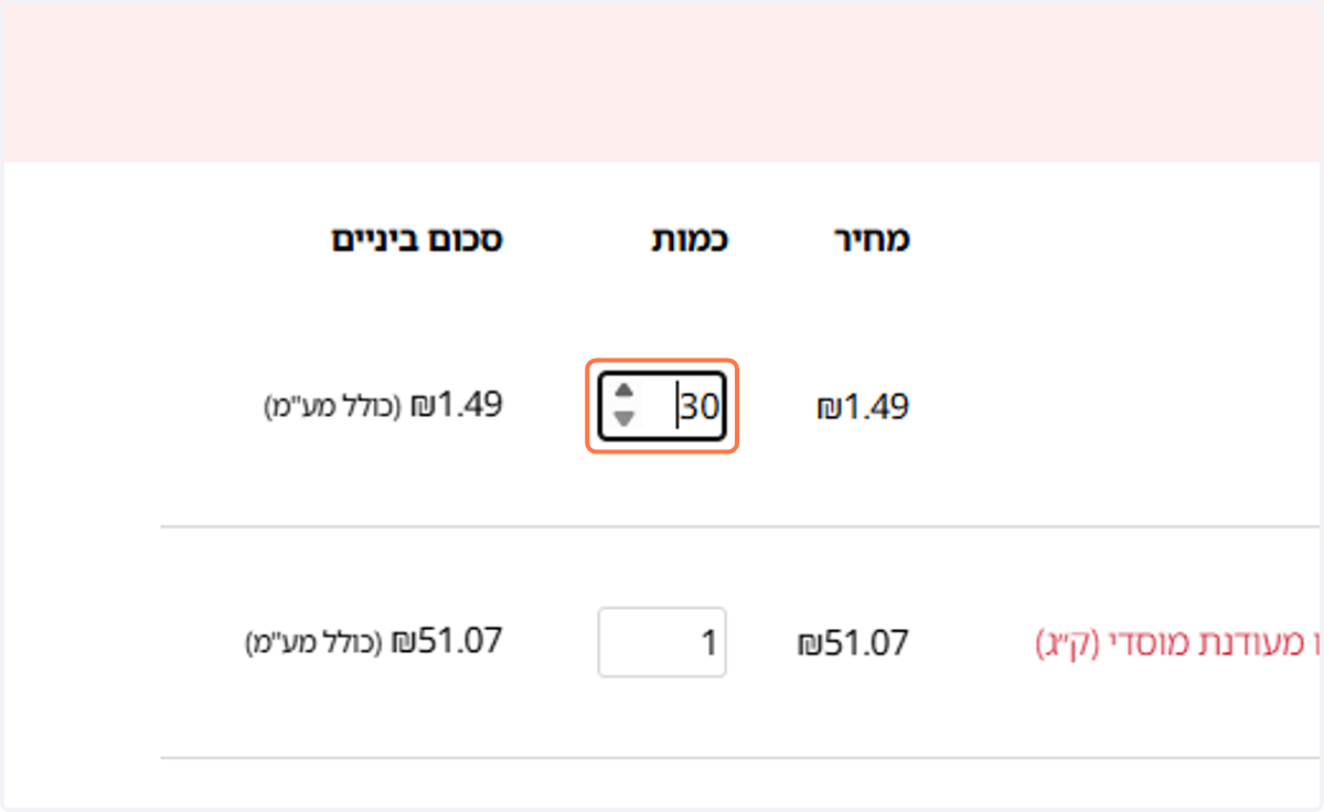 שינוי כמויות (כמויות גדולות)