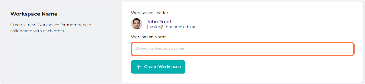 Enter a new Workspace Name.
