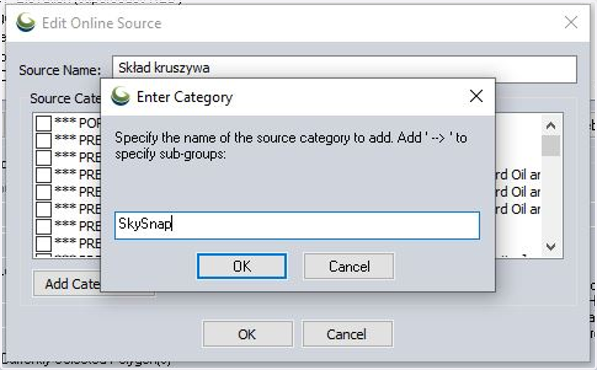 Optionally, you can create a new category in which the WMS link will be saved