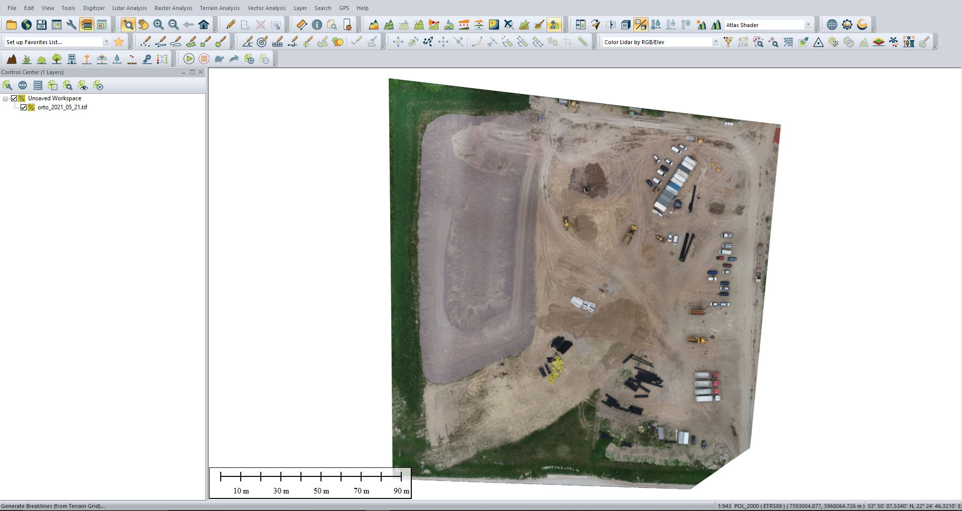Data from WMS is visible on the map