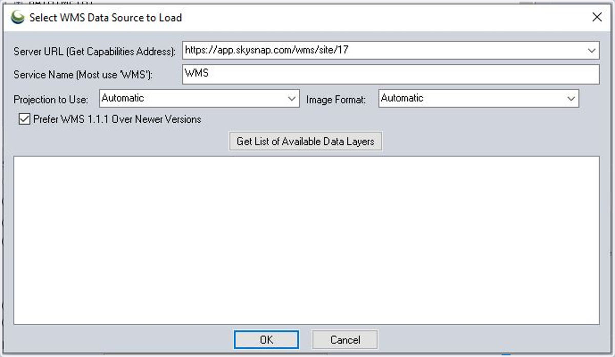 Define the details of WMS connection