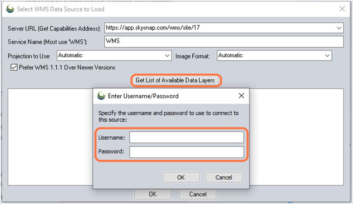 Confirm that you have access to WMS data by logging in