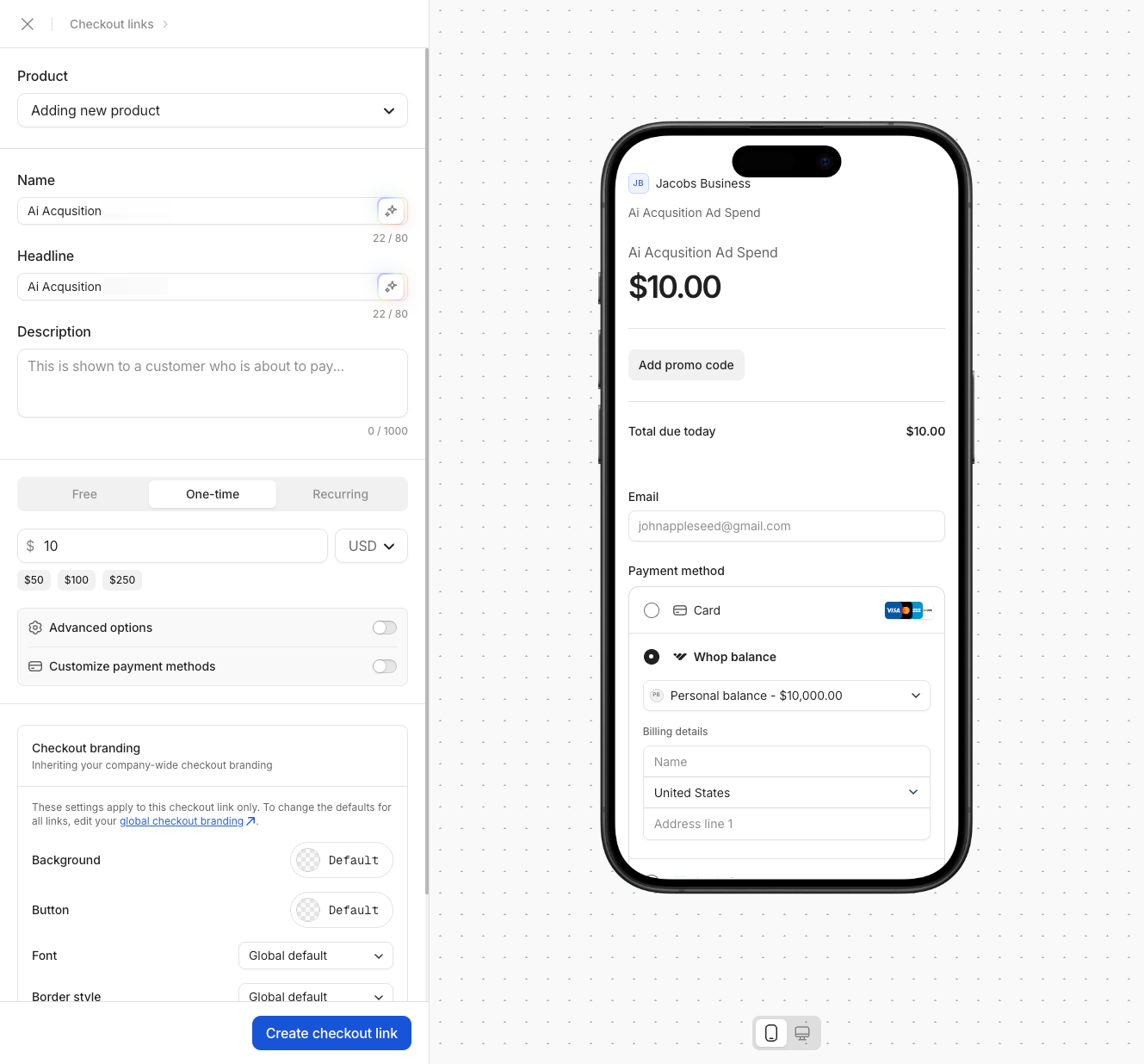 Make the name and the headline both "AI Acquisition"