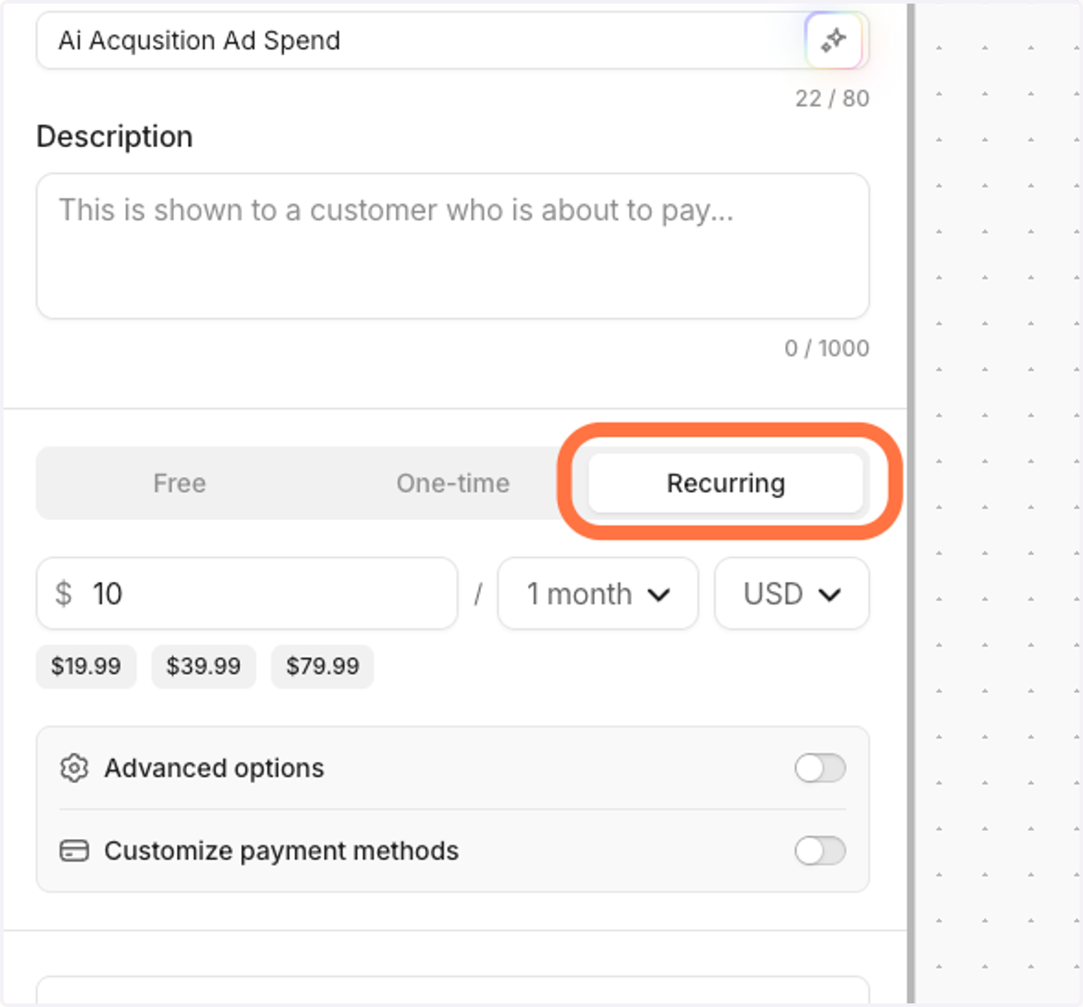 Select recurring