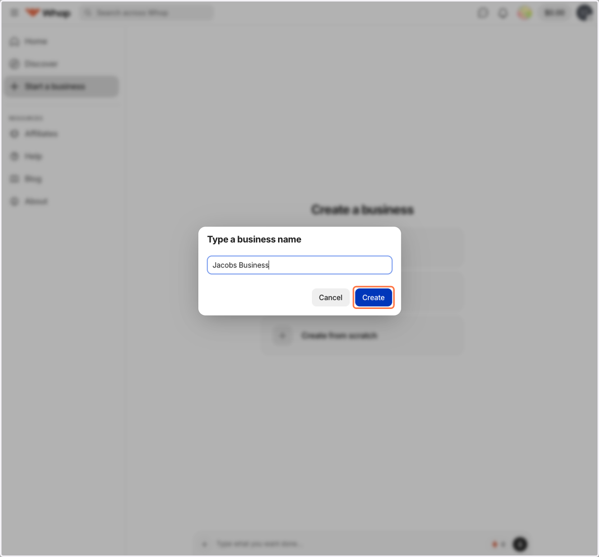 Click on Create