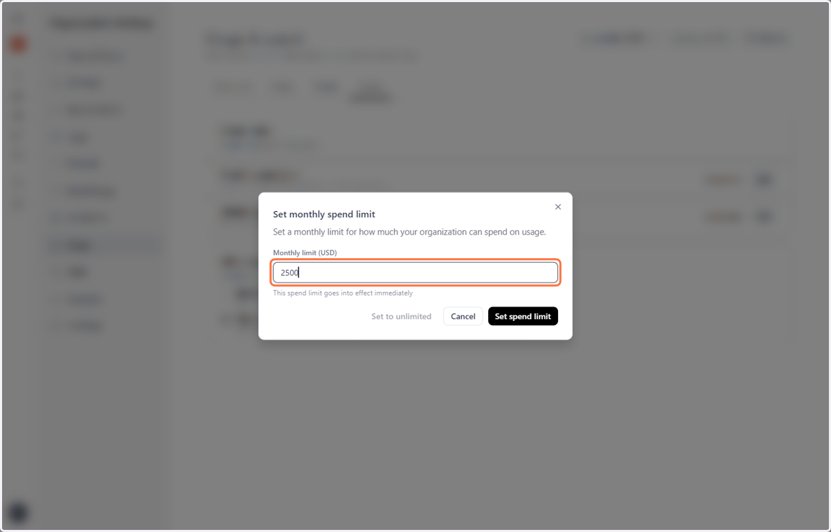 Type Monthly limit (USD)