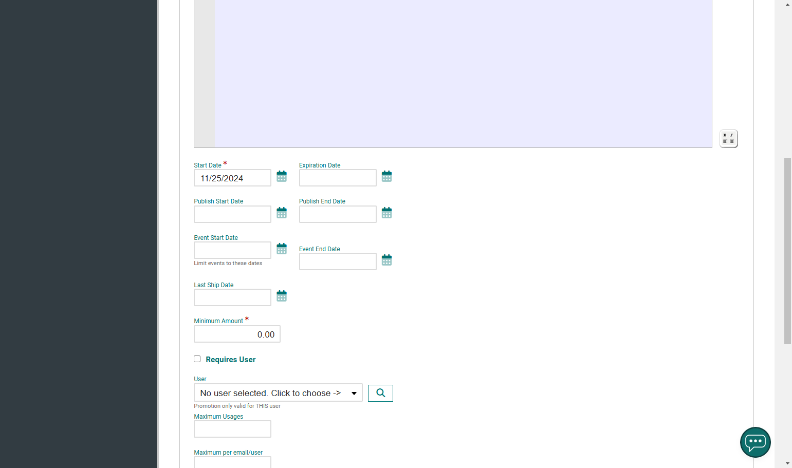 Click on Start Date