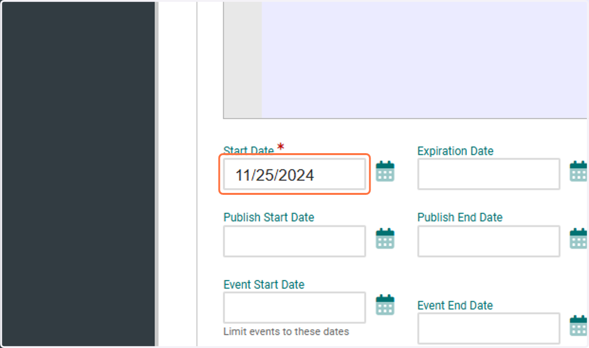 Click on Start Date