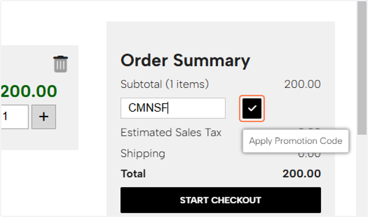 Click on Apply Promotion Code