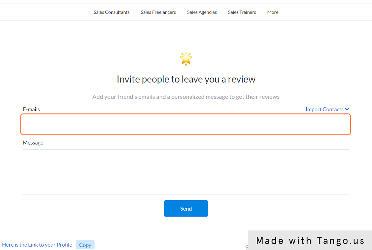 Type The Emails Of The Recipients You Want To Invite To Leave A Review