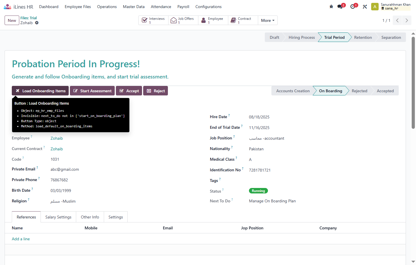 Click on Load Onboarding Items