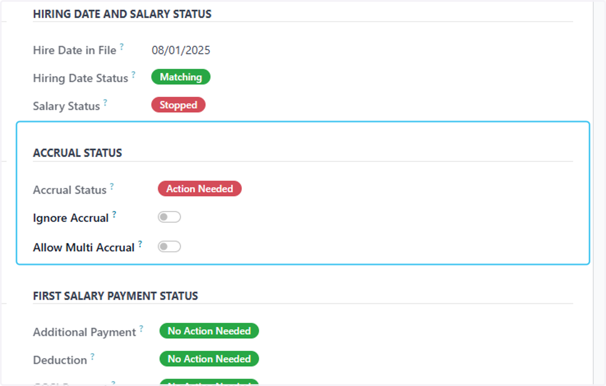 Click on ACCRUAL STATUS…