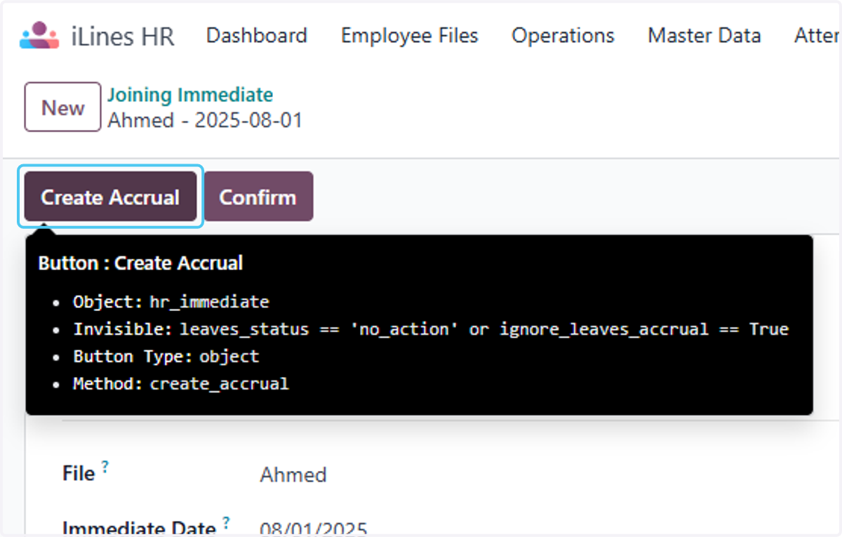 Click on Create Accrual