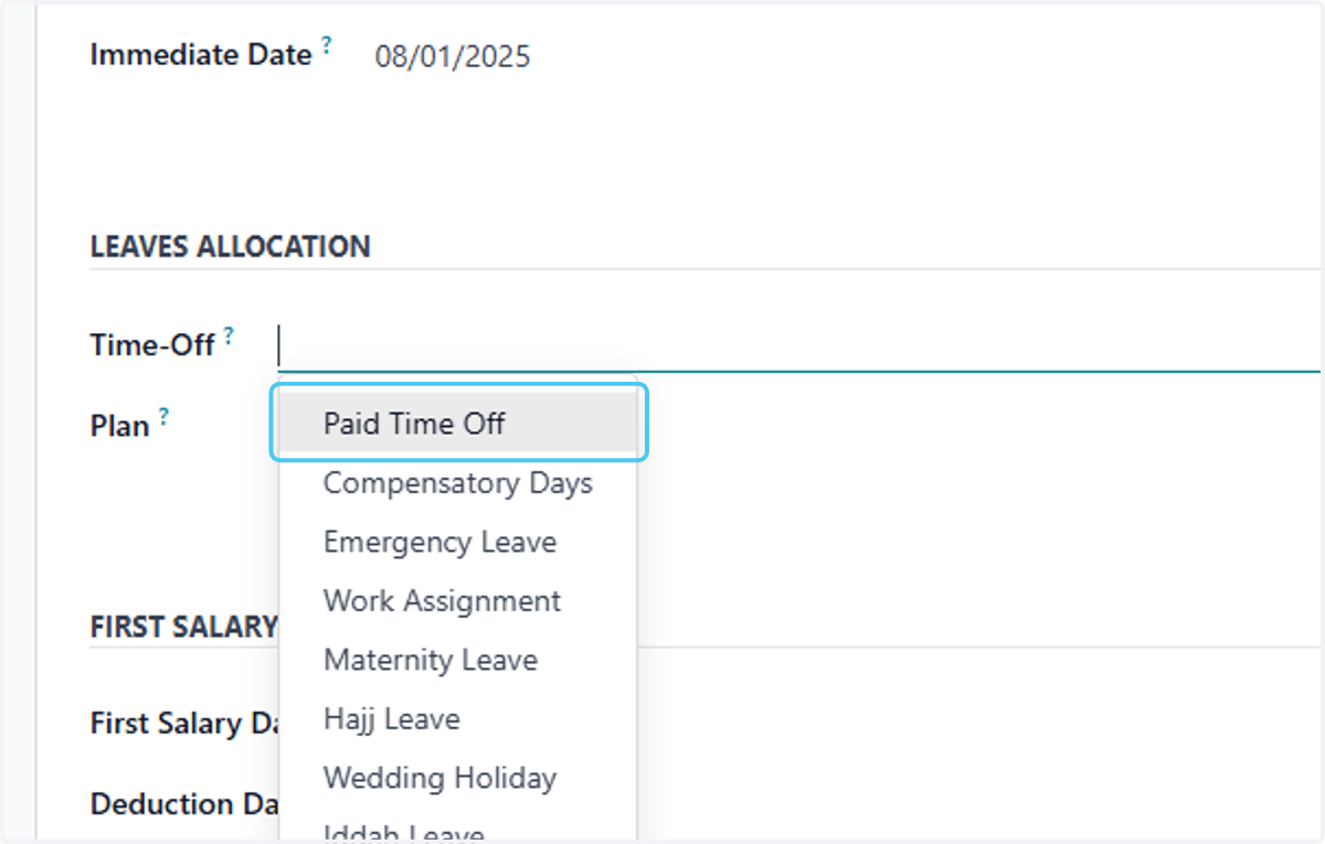 Click on Paid Time Off