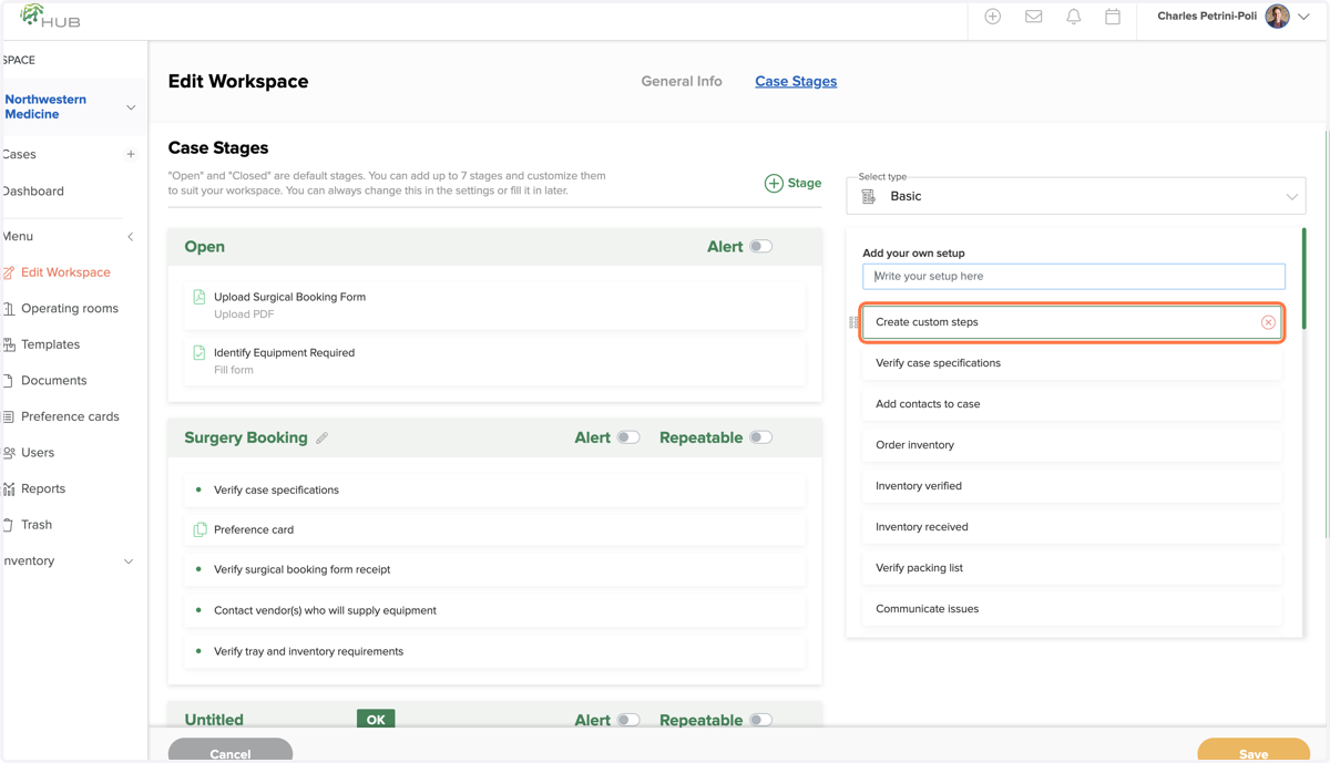 Click on Create custom steps