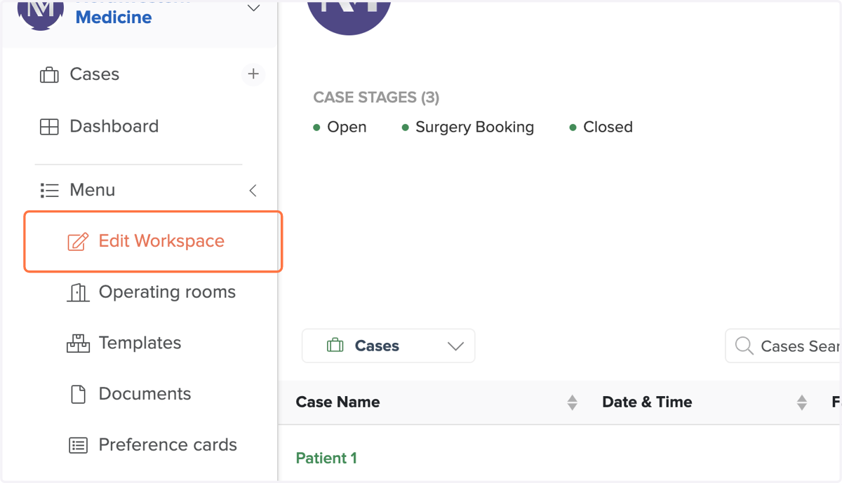 Click on Edit Workspace