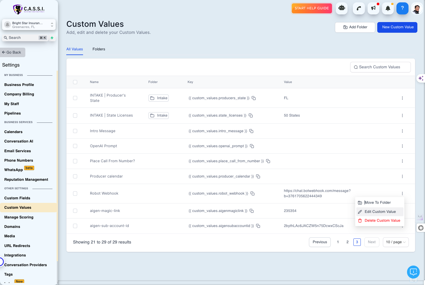 Click on Edit Custom Value