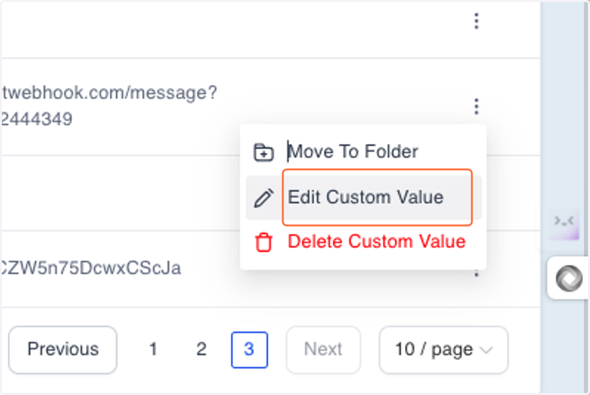 Click on Edit Custom Value
