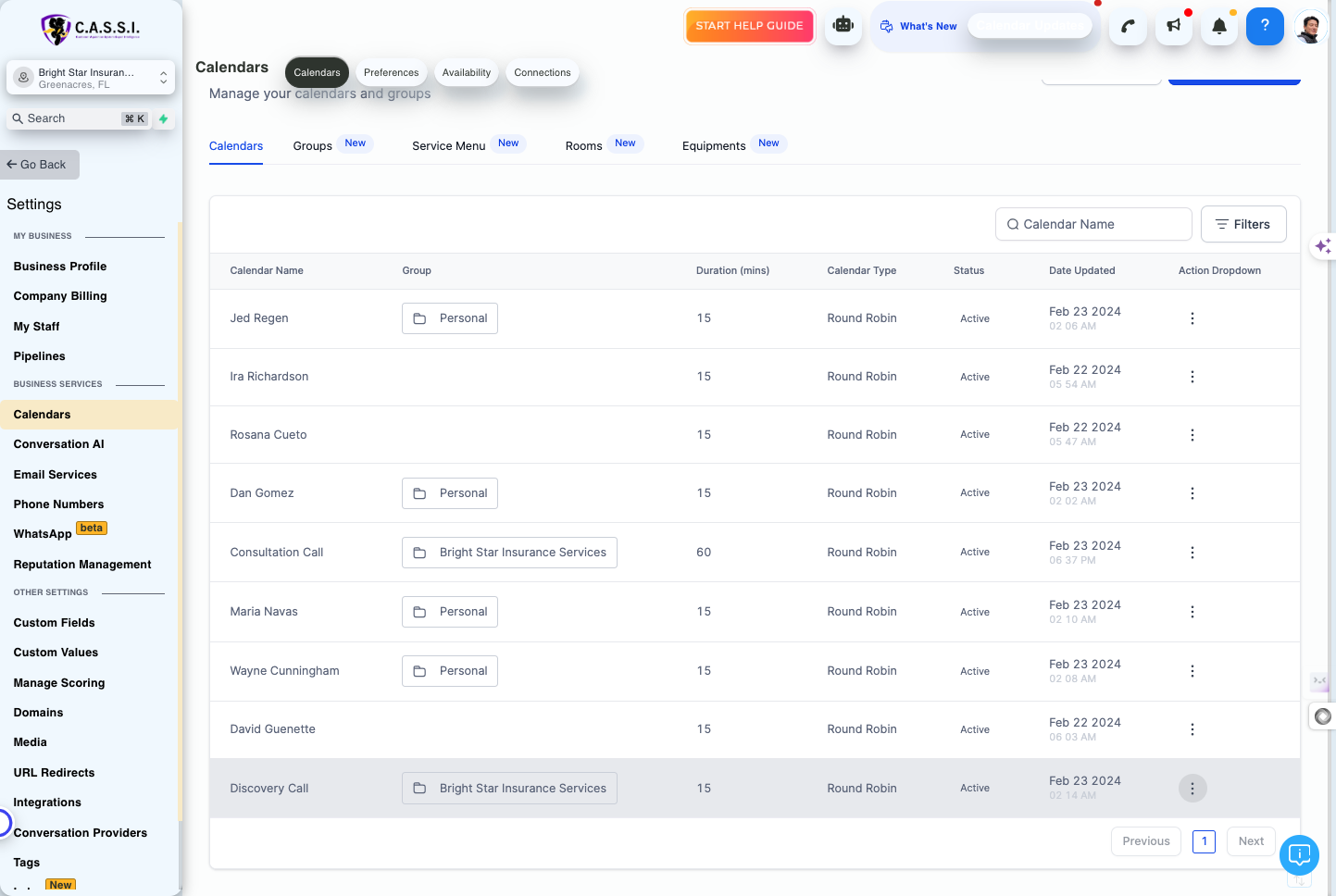 Look for "DISCOVERY CALL" Calendar and Click on The 3 dots next to it