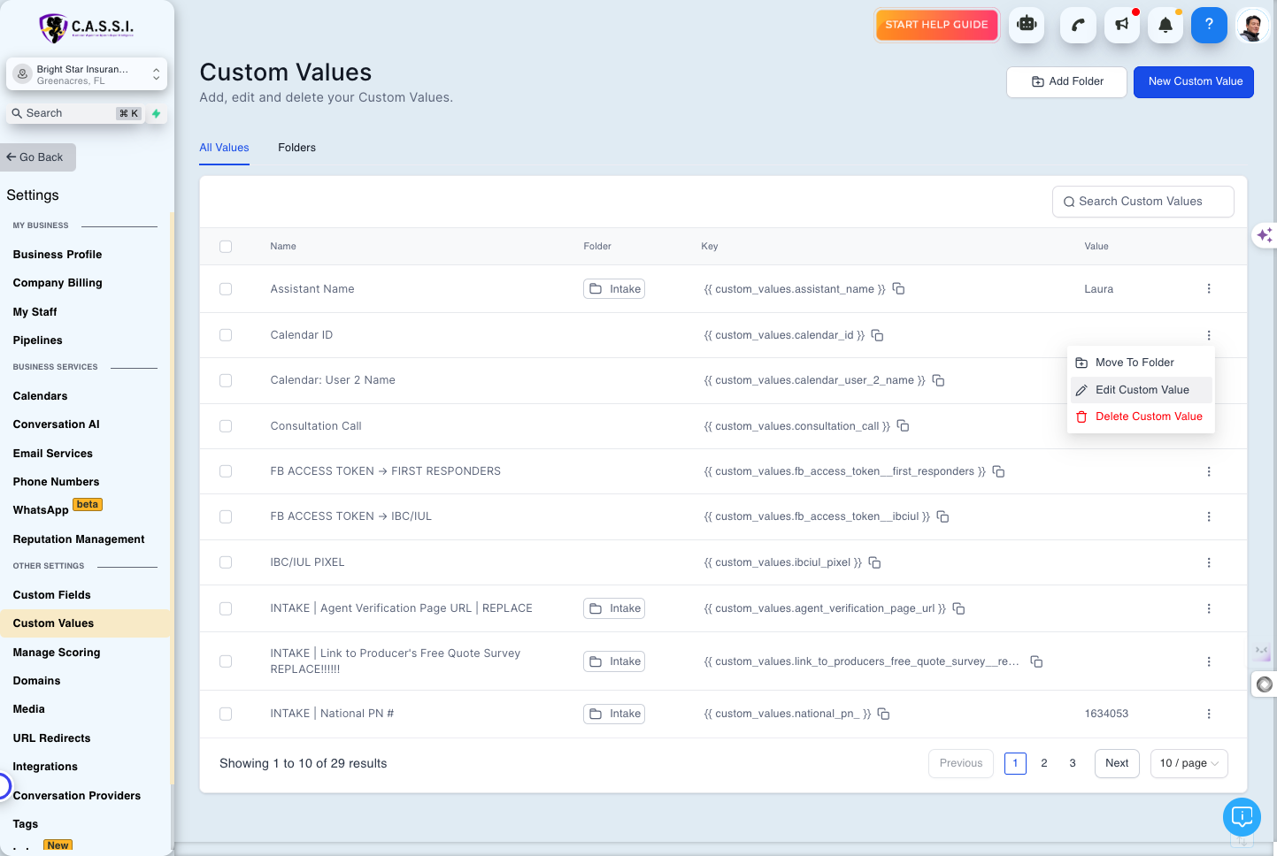 Click on Edit Custom Value