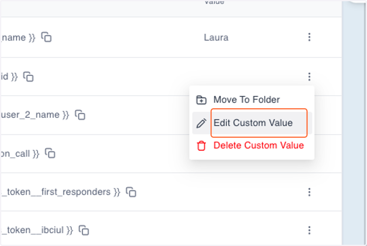 Click on Edit Custom Value