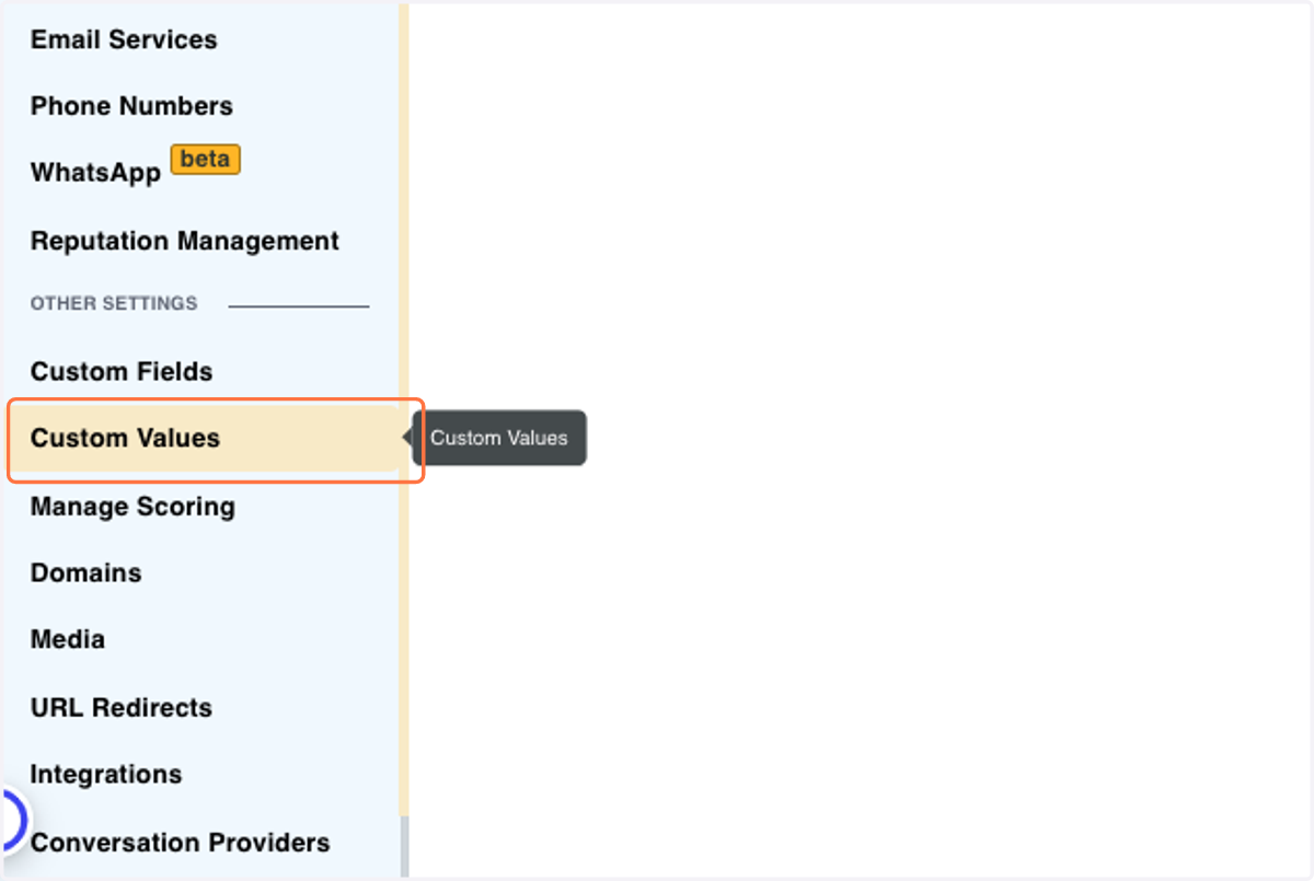 Click on Custom Values left dashboard