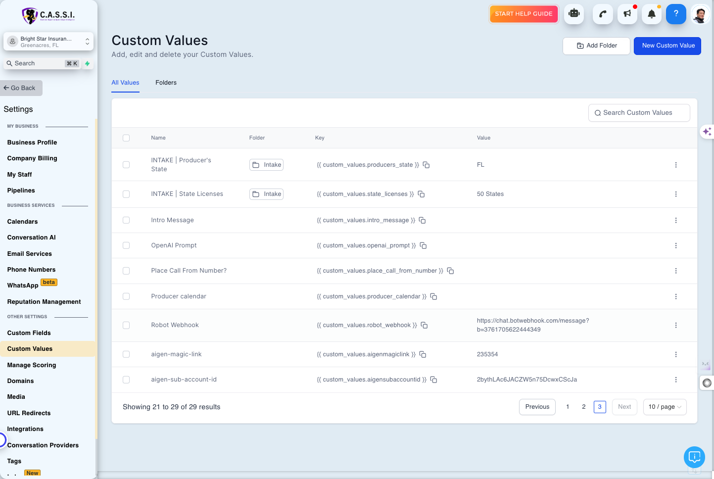 Look for "ROBOT WEBHOOK" and click the 3 dots next to it to edit custom value…