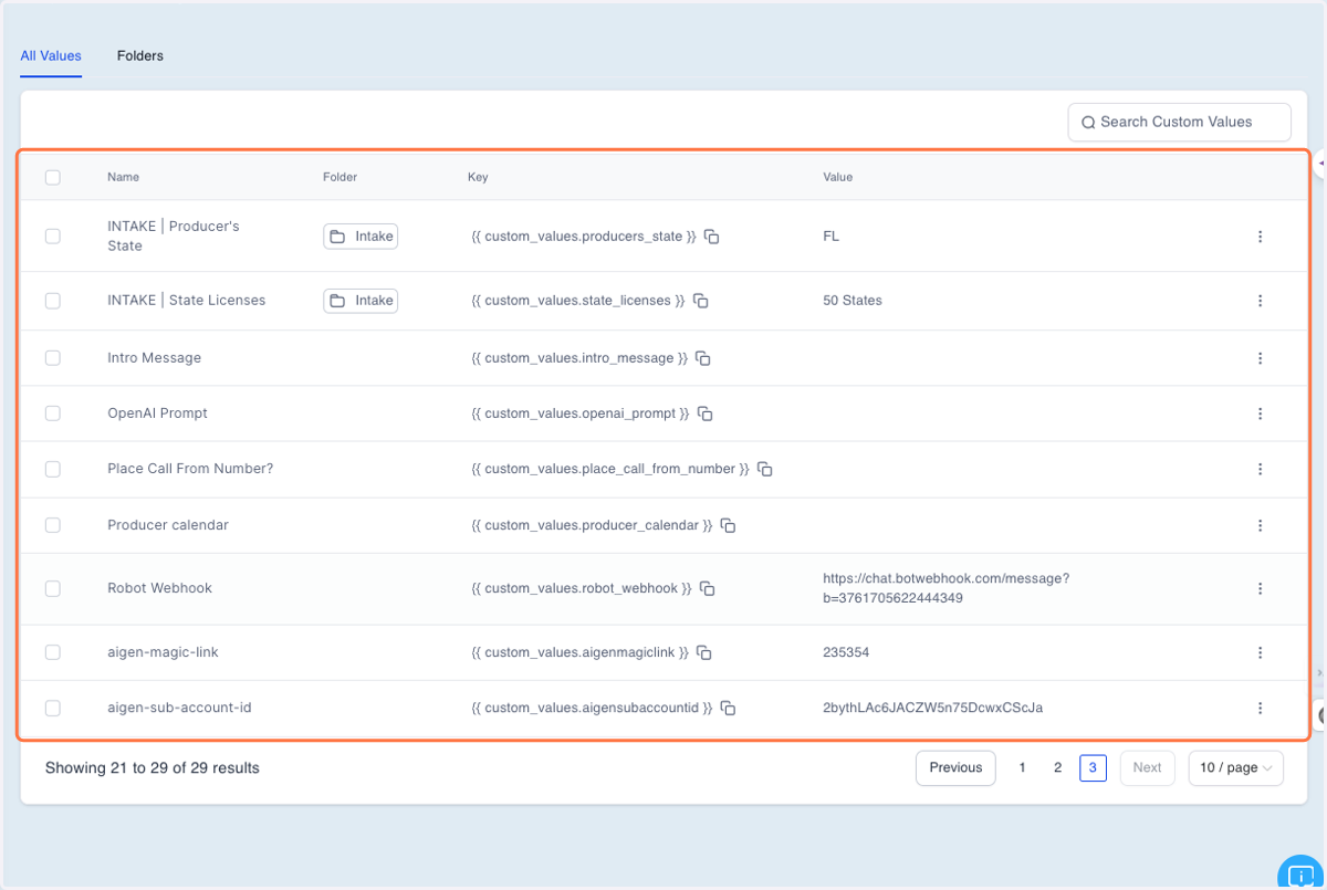 Look for "ROBOT WEBHOOK" and click the 3 dots next to it to edit custom value…