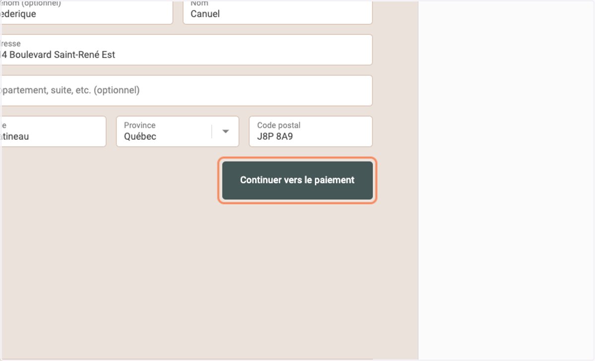 Cliquer sur Continuer vers le paiement